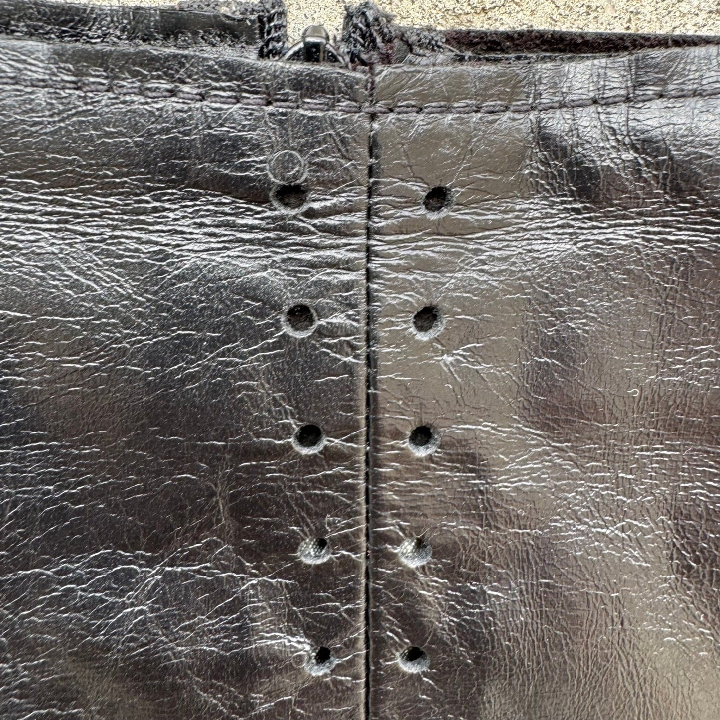 Poleci Vintage Y2K Edgy Biker Avant Garde Goth Leather Pencil Skirt Perforated