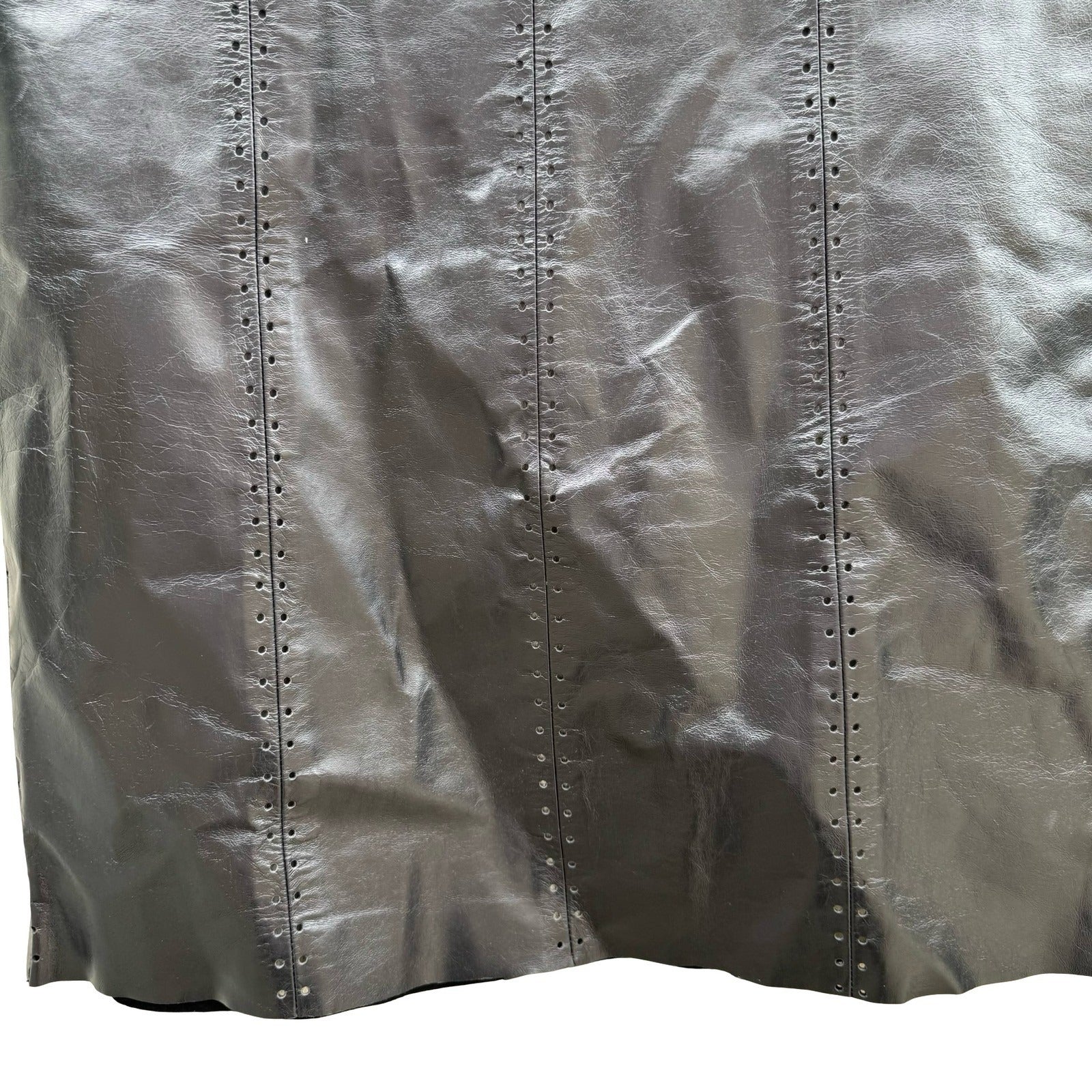 Poleci Vintage Y2K Edgy Biker Avant Garde Goth Leather Pencil Skirt Perforated
