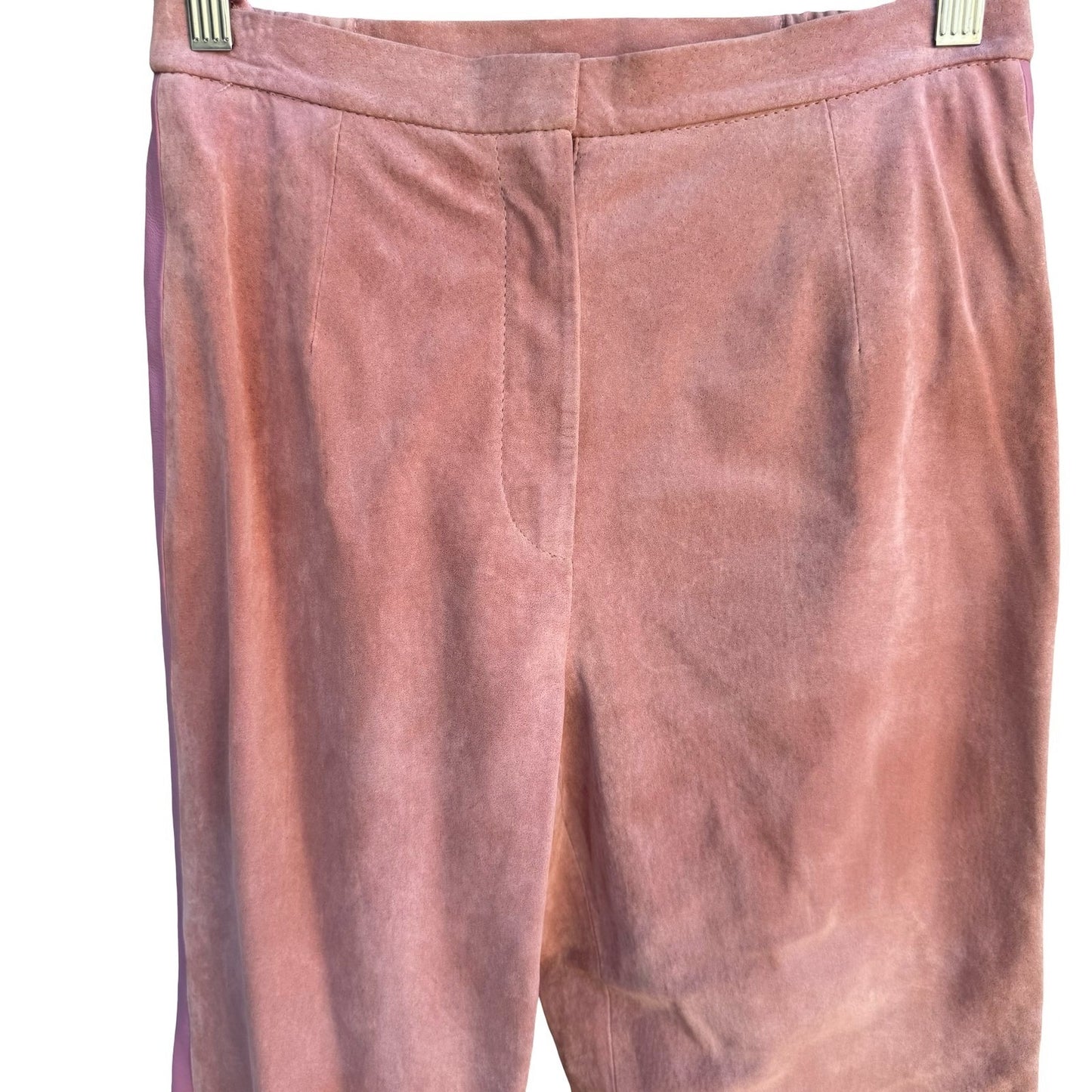 Terry Lewis Classic Luxuries Pink Suede Leather Pants Petite 6P High Rise Retro