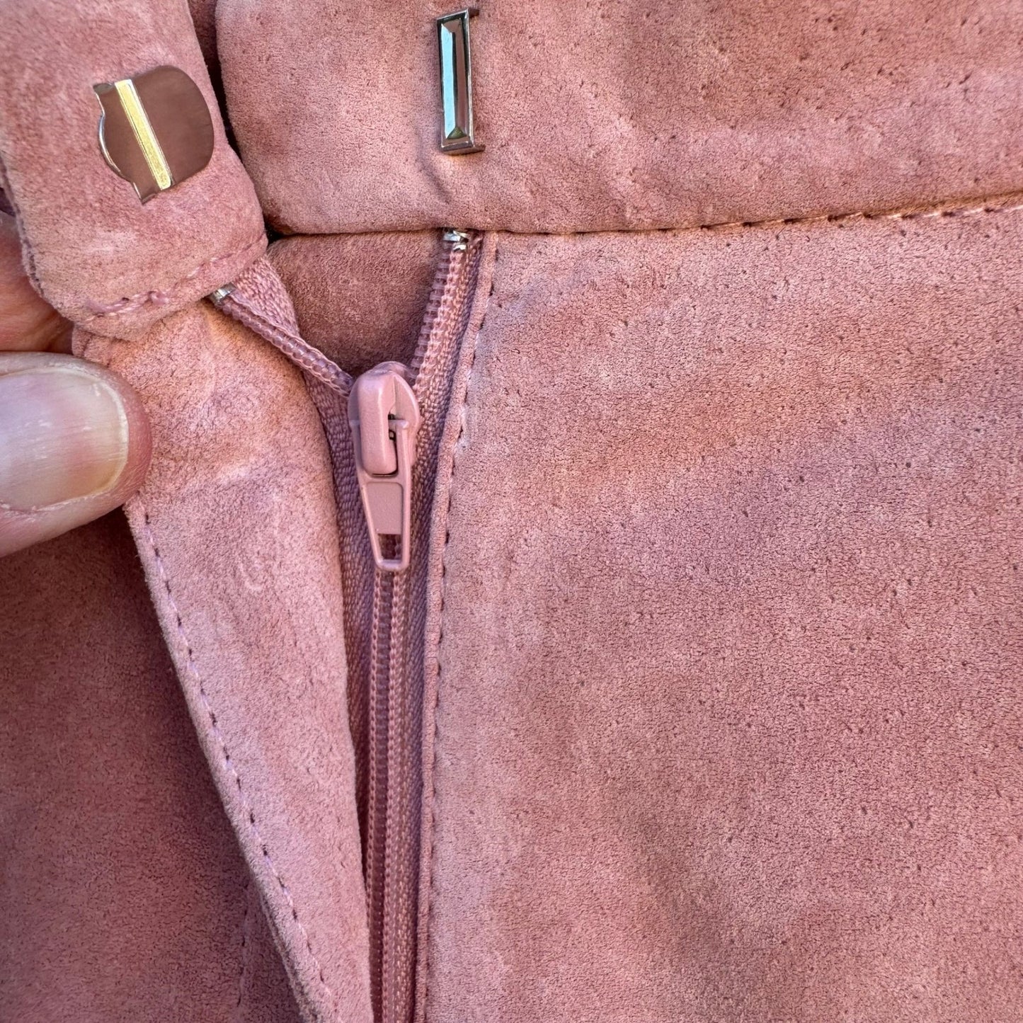 Terry Lewis Classic Luxuries Pink Suede Leather Pants Petite 6P High Rise Retro
