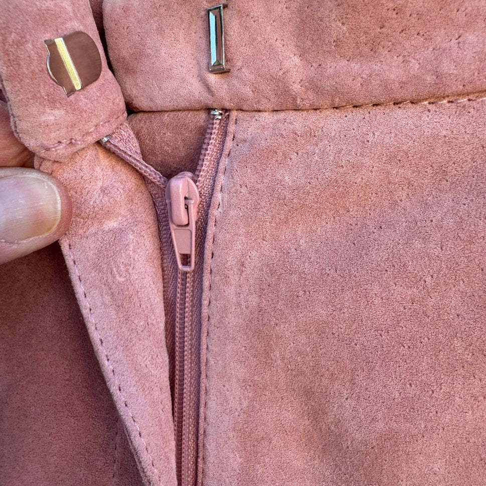 Terry Lewis Classic Luxuries Pink Suede Leather Pants Petite 6P High Rise Retro