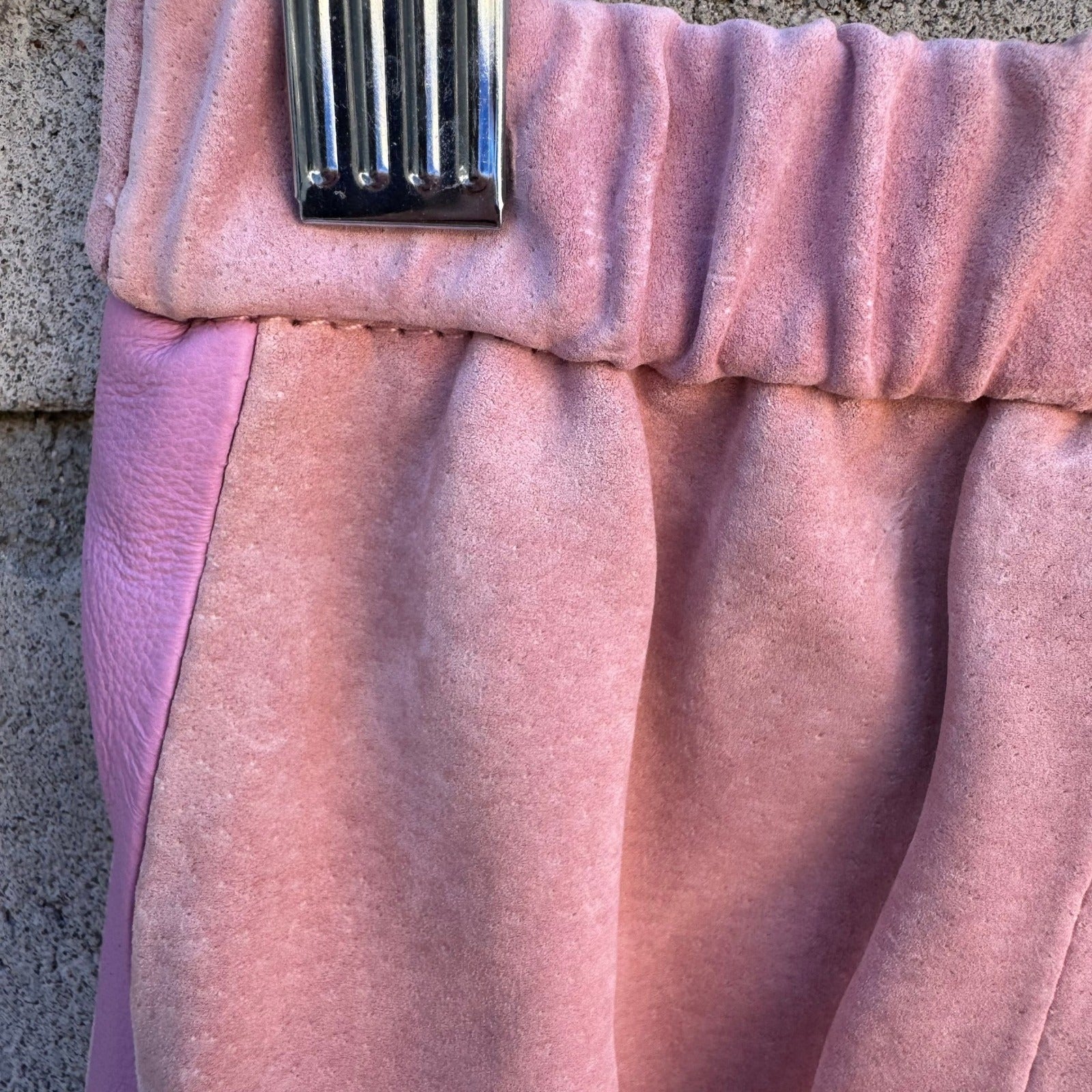 Terry Lewis Classic Luxuries Pink Suede Leather Pants Petite 6P High Rise Retro