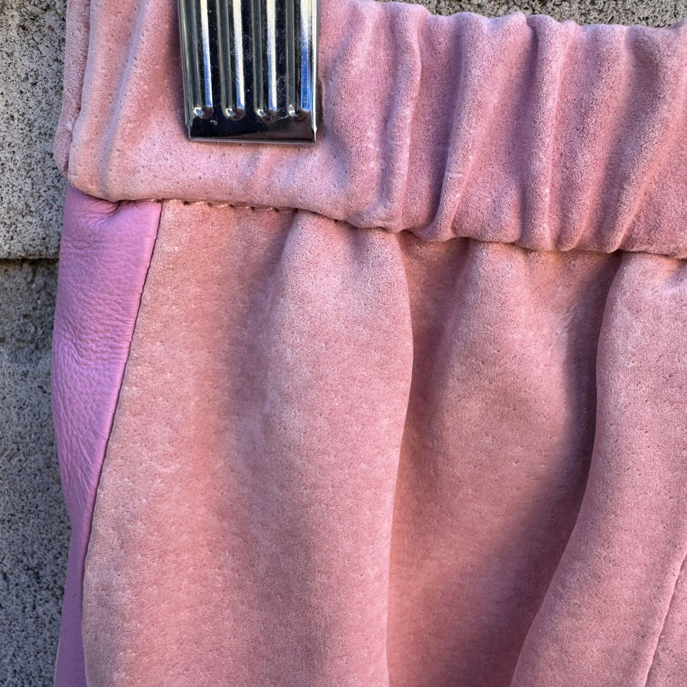 Terry Lewis Classic Luxuries Pink Suede Leather Pants Petite 6P High Rise Retro