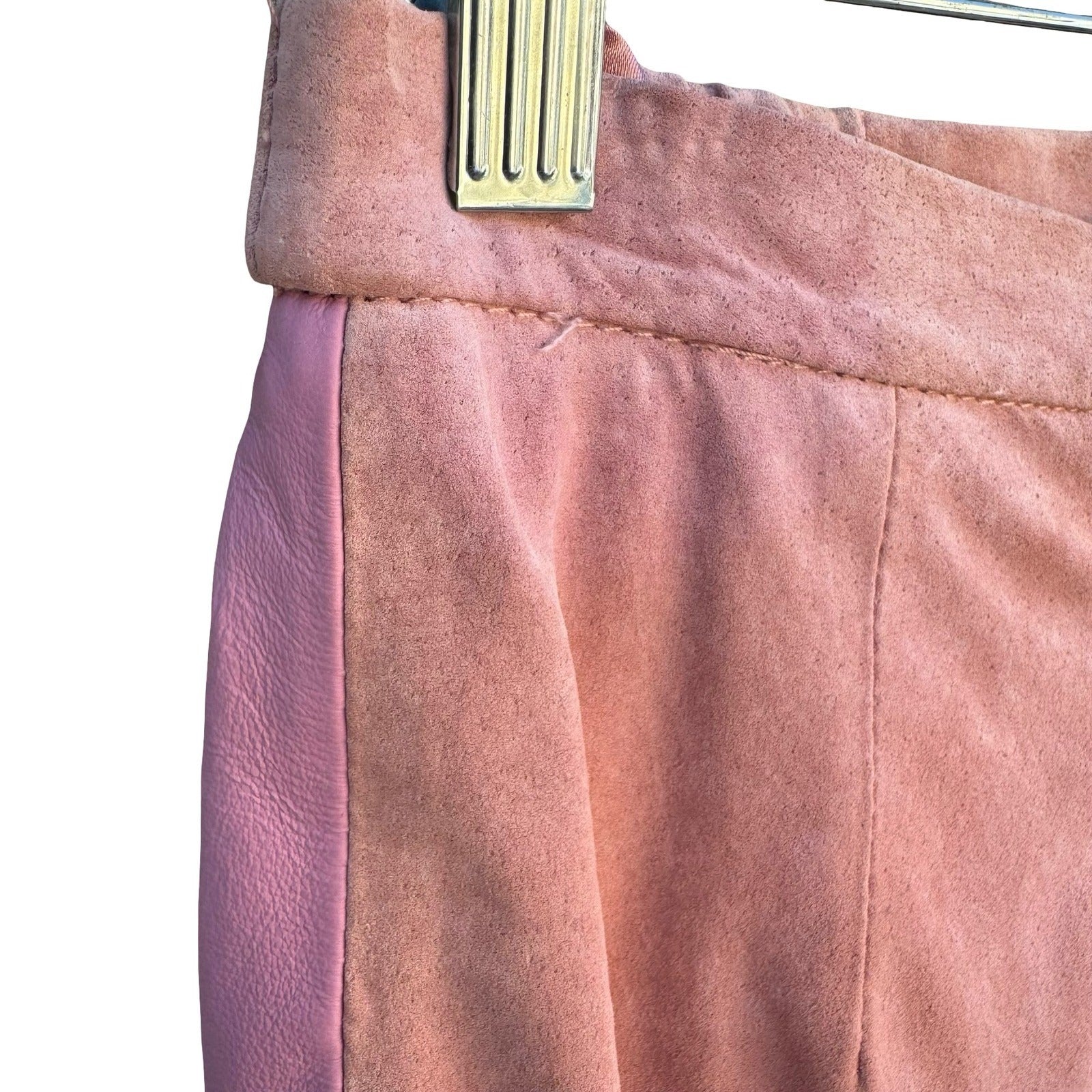 Terry Lewis Classic Luxuries Pink Suede Leather Pants Petite 6P High Rise Retro