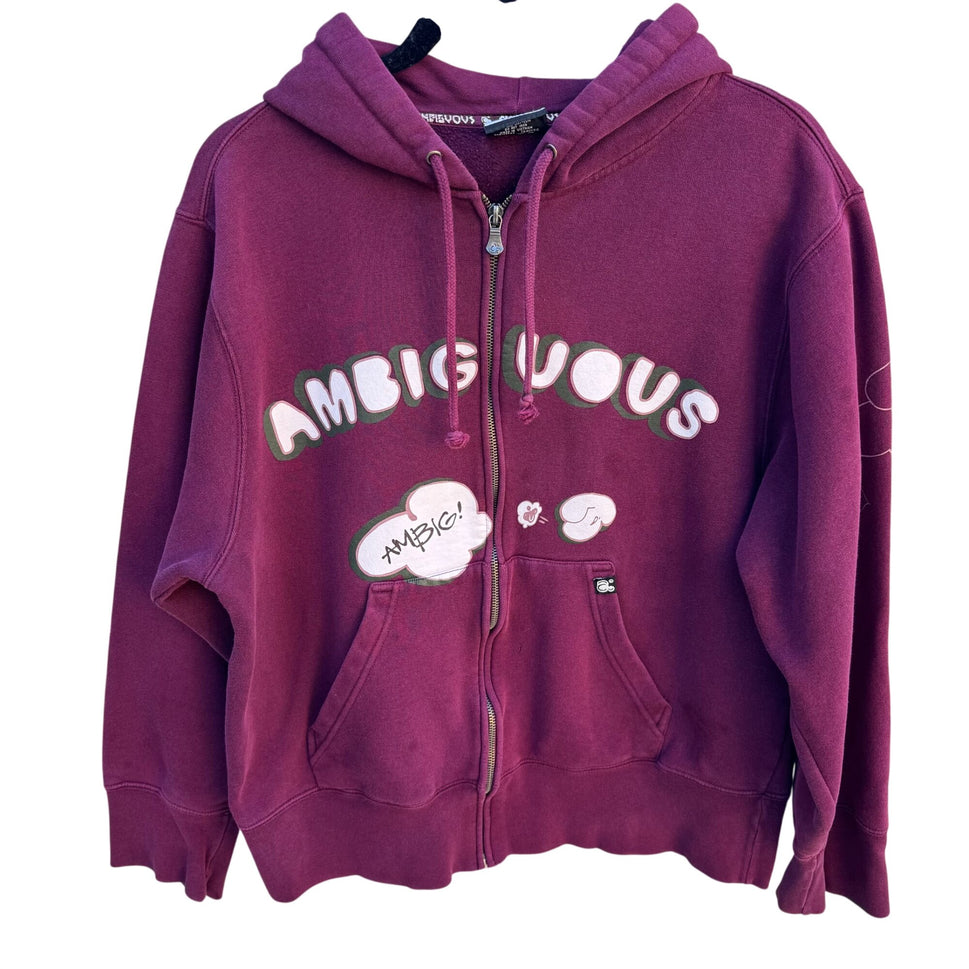 BBC Billionaire Boys Club Ambiguous OG Logo Maroon Graphic Full-Zip Hoodie Mens L