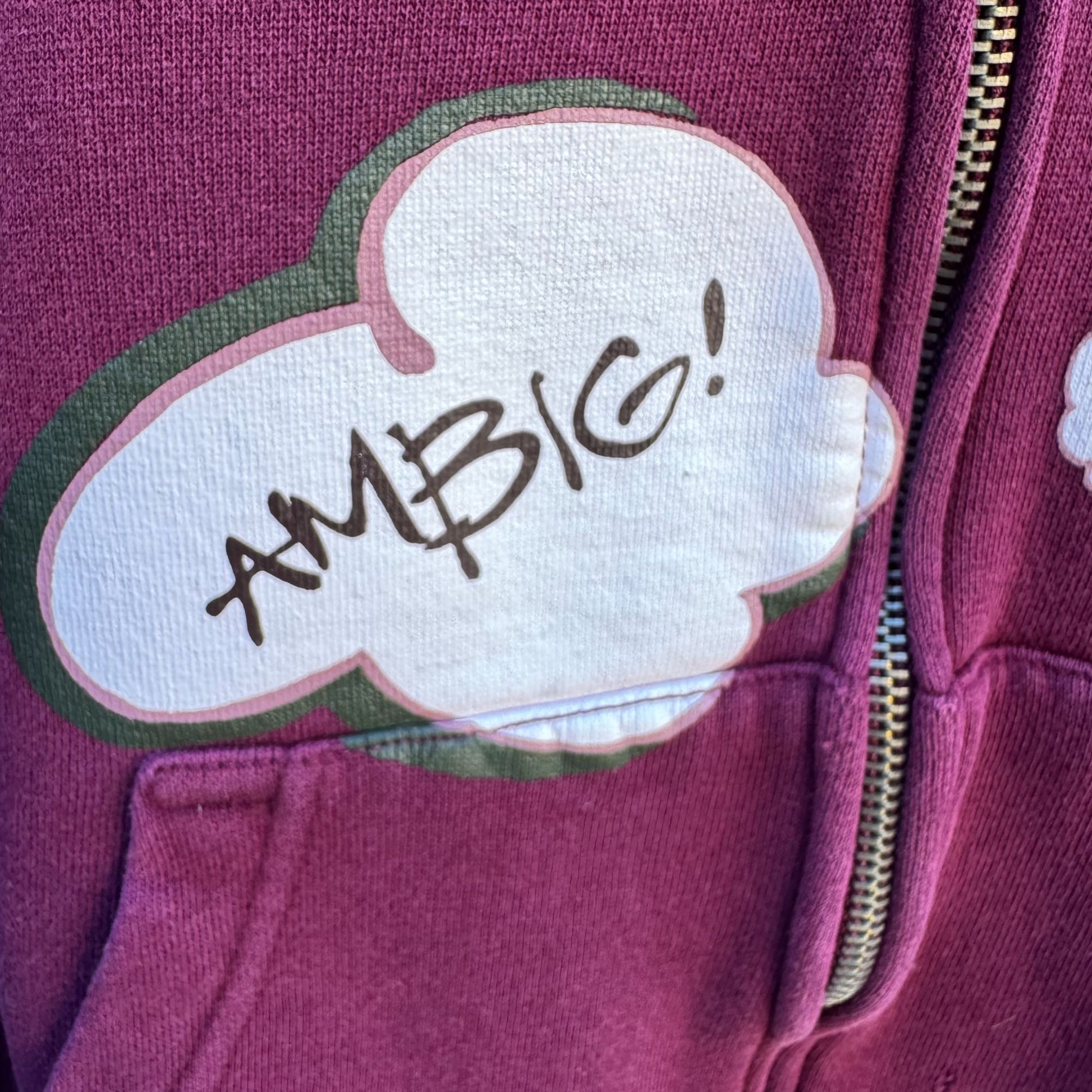 BBC Billionaire Boys Club Ambiguous OG Logo Maroon Graphic Full-Zip Hoodie Mens L