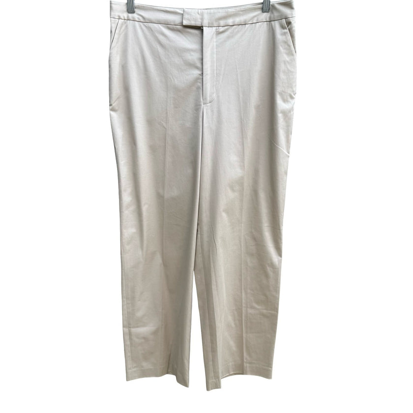 Bloomingdales Coastal Minimalist Quiet Luxury Tailored Pants Tan Womens 14 NEW