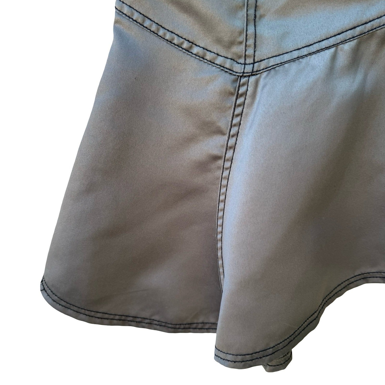 Dollhouse Y2K Grunge Sleaze Cybercore Metallic Grey Satin Mermaid Flared Skirt