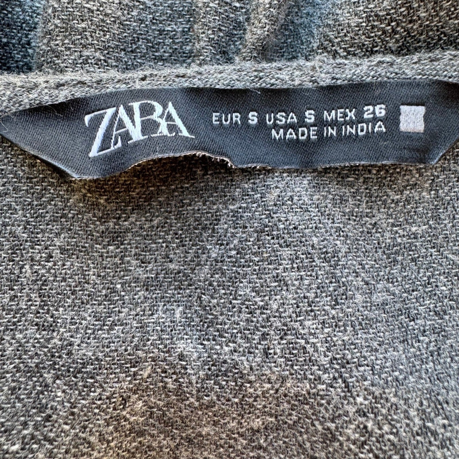 Zara Minimalist Cocktail Smocked V-Neck Ruffle Hem Party Chic Mini Dress Grey S