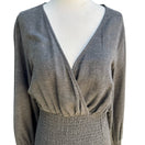 Switch Zara Minimalist Cocktail Smocked V-Neck Ruffle Hem Party Chic Mini Dress Grey S 3 image