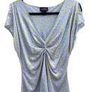 Switch Suzanne Somers Purple Yellow Floral 100% Silk Ruched Handkerchief Hem Blouse M 3 image