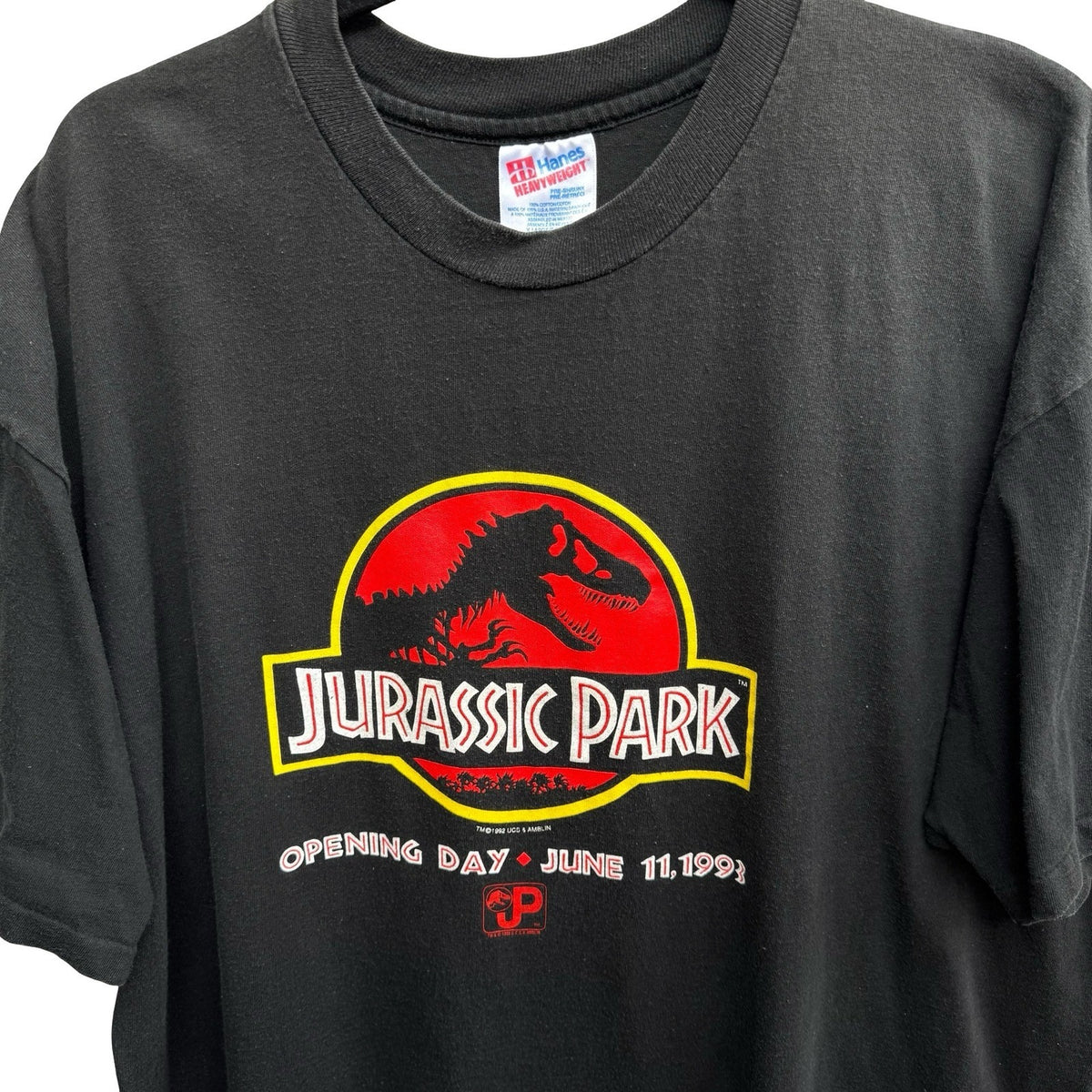 Vintage 1993 Jurassic Park Opening Day T-Shirt Hanes Heavyweight XL Movie Promo