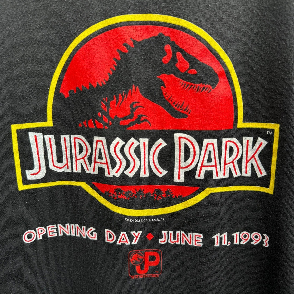 Vintage 1993 Jurassic Park Opening Day T-Shirt Hanes Heavyweight XL Movie Promo
