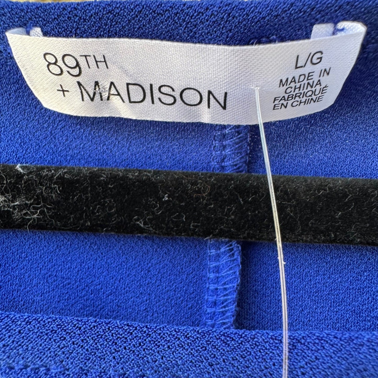 89th + Madison Glam Party Electric Blue Lattice Cutout Rhinestone Trim Top L NEW