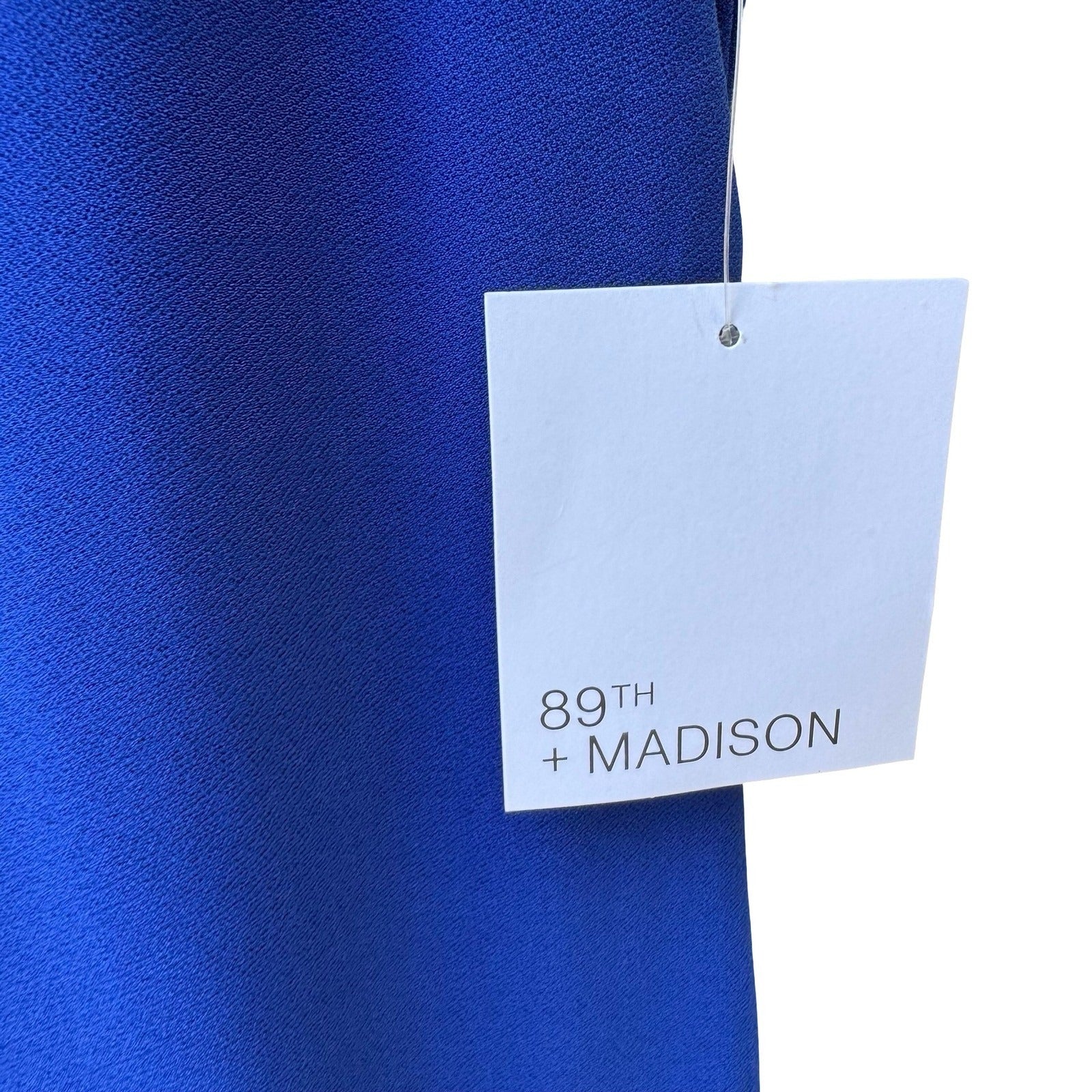 89th + Madison Glam Party Electric Blue Lattice Cutout Rhinestone Trim Top L NEW