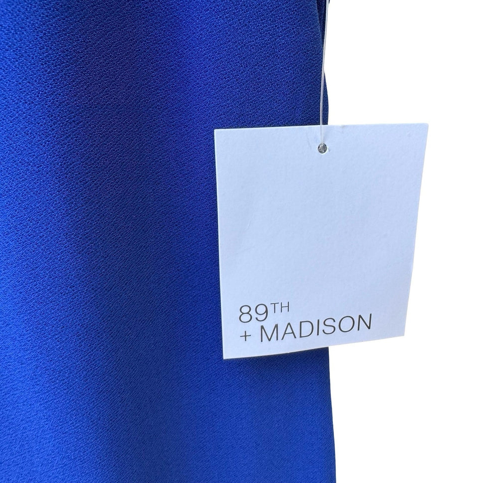 89th + Madison Glam Party Electric Blue Lattice Cutout Rhinestone Trim Top L NEW