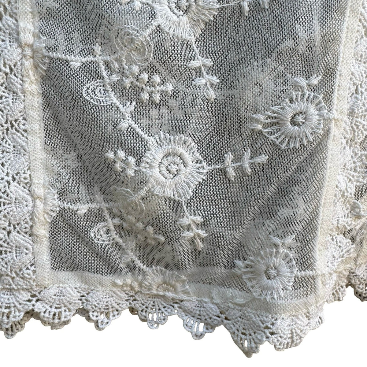 Forever 21 Coquette Sheer Floral Lace Mesh Victorian Dainty Boho Bridal Blouse S