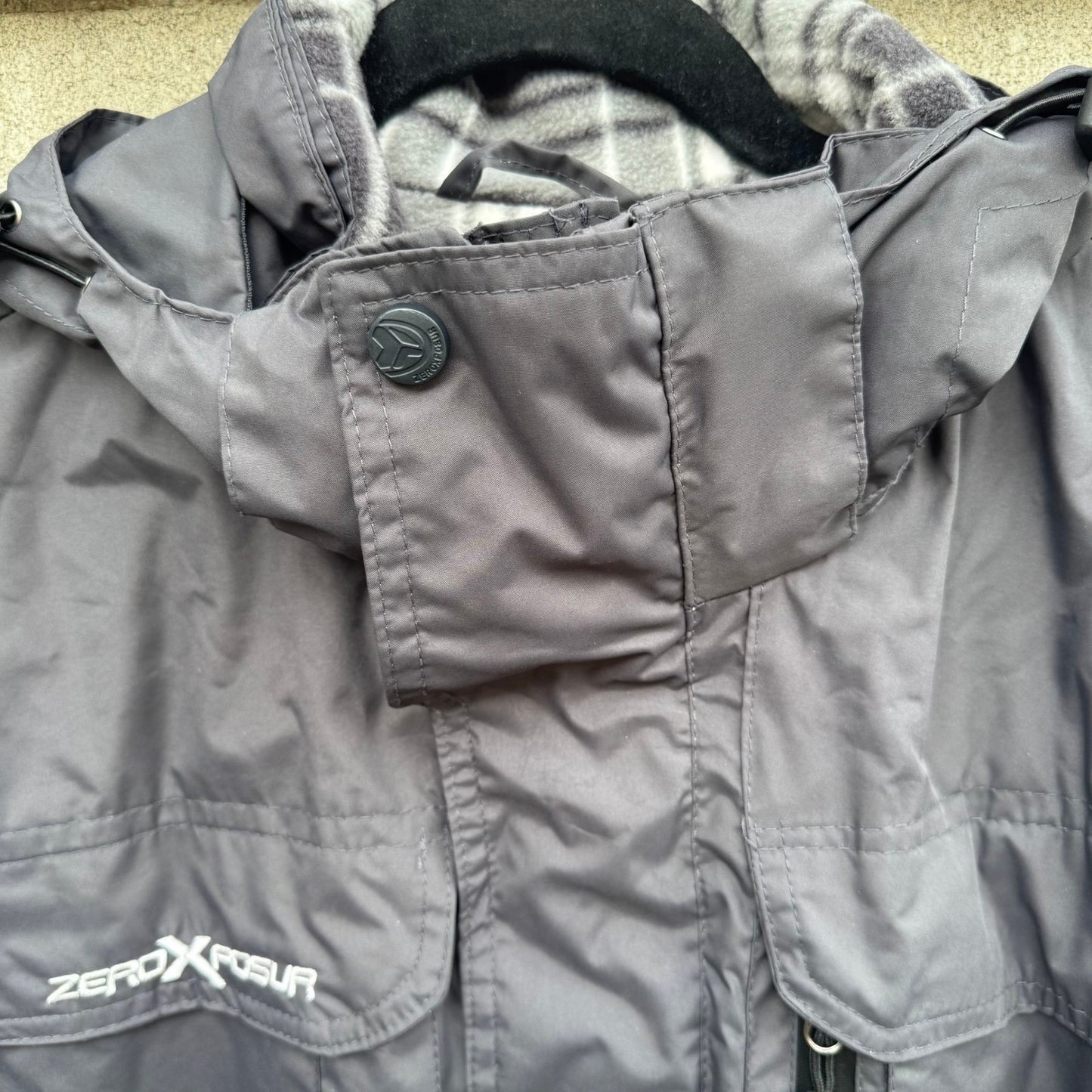 ZeroXposur Mens Hooded Winter Jacket Gray Fleece Lined Heavy Duty Coat Medium