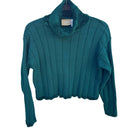 Switch Liz Claiborne Lizwear Cropped Green Ribbed Turtleneck Sweater Chenille Womens S 3 image
