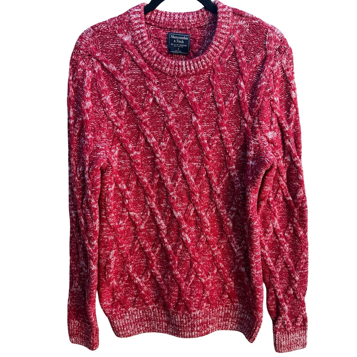Abercrombie & Fitch Chunky Cable Knit Merino Wool Blend Fisherman Sweater Mens S