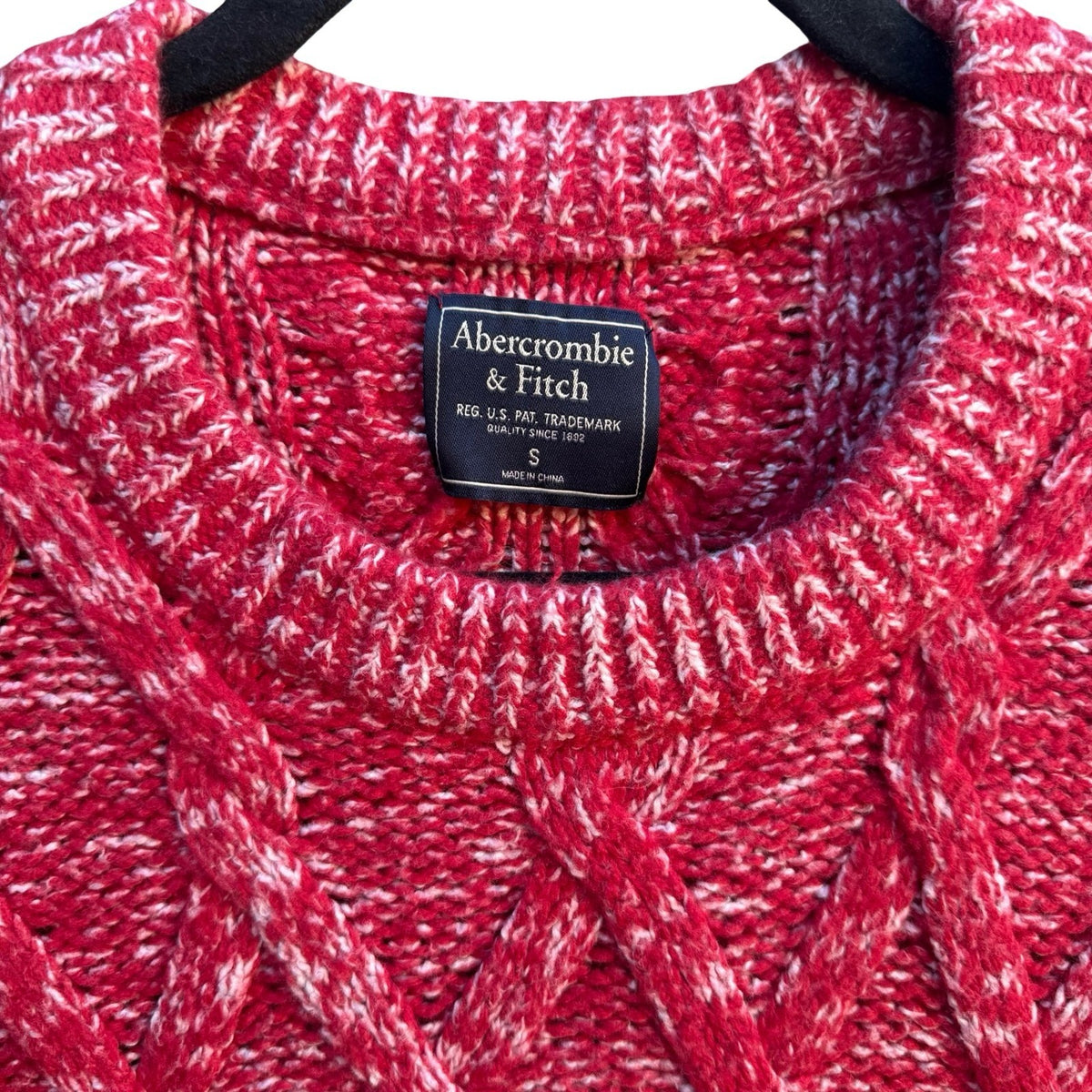 Abercrombie & Fitch Chunky Cable Knit Merino Wool Blend Fisherman Sweater Mens S