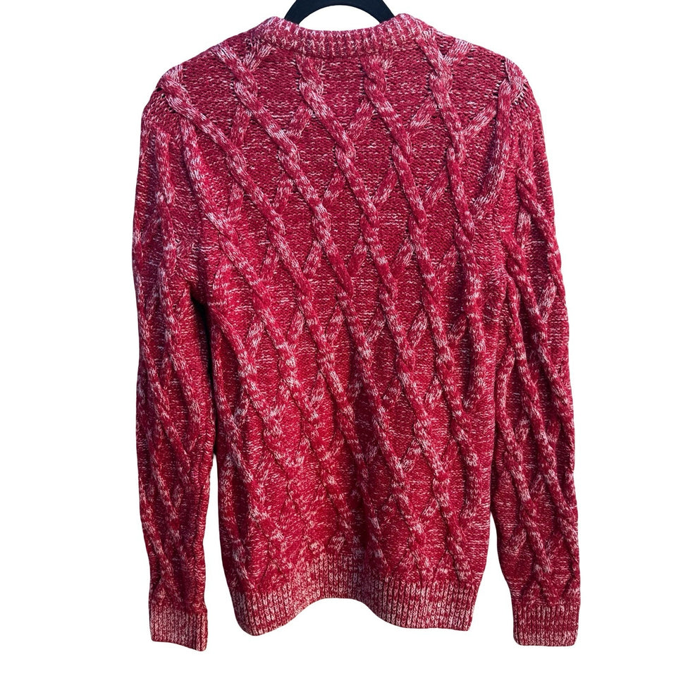 Abercrombie & Fitch Chunky Cable Knit Merino Wool Blend Fisherman Sweater Mens S