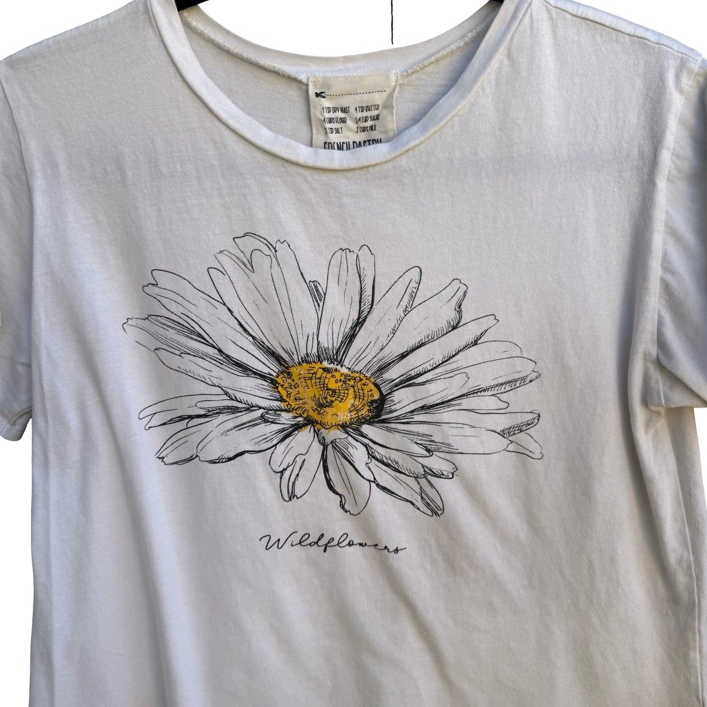 French Pastry Wildflowers Daisy Graphic Shirt Happiness Blooms Cottage White S
