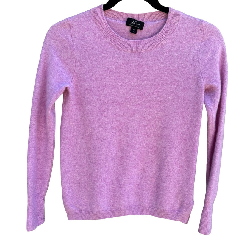 J.Crew Cashmere Preppy Crewneck Sweater Orchid Pink Womens XS Soft Knit Luxury