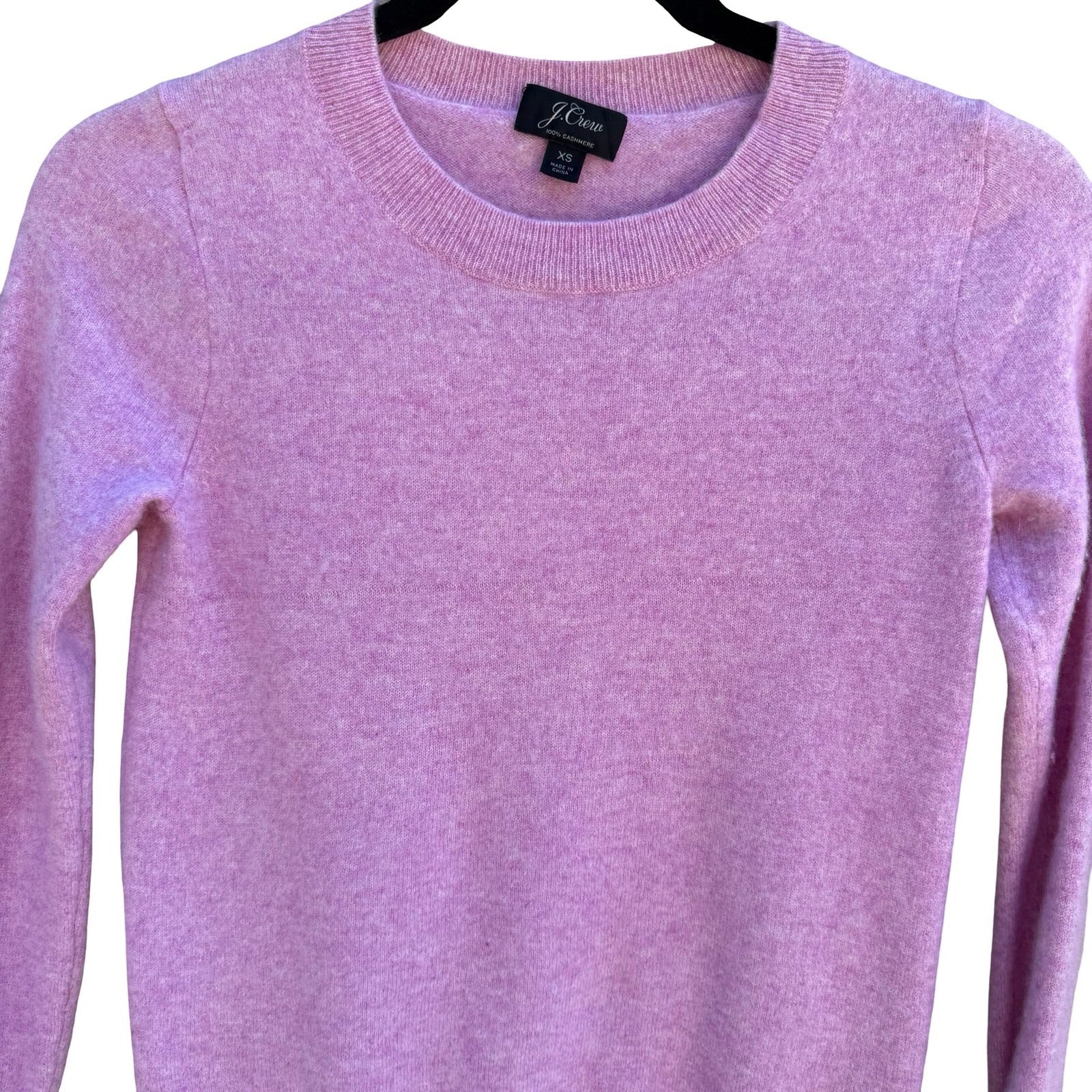 J.Crew Cashmere Preppy Crewneck Sweater Orchid Pink Womens XS Soft Knit Luxury