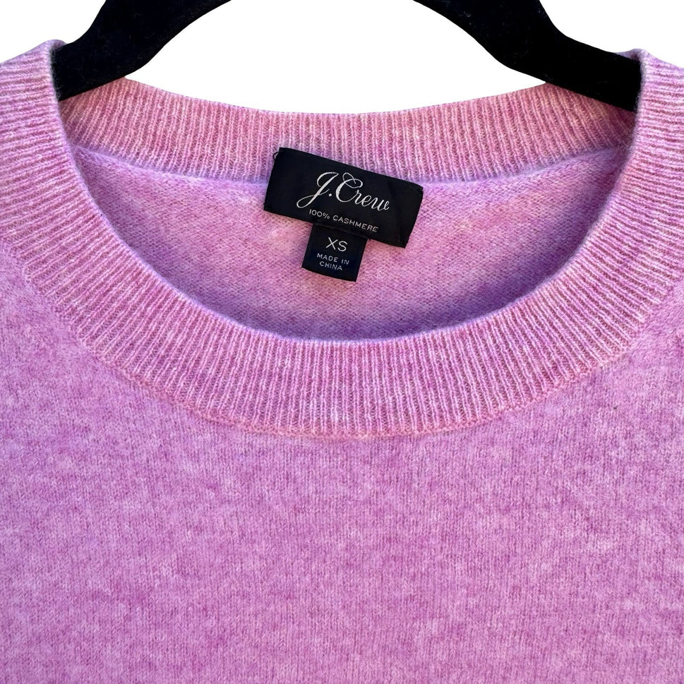 J.Crew Cashmere Preppy Crewneck Sweater Orchid Pink Womens XS Soft Knit Luxury
