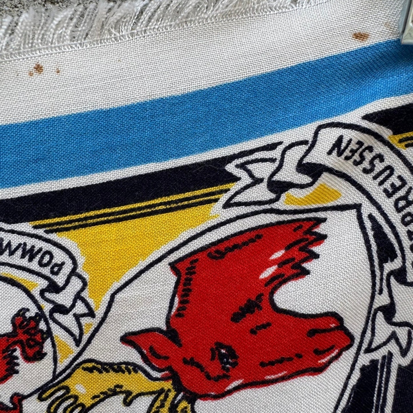Vintage Deutschland Germany Map Souvenir Scarf Illustrated Heraldic Crests Multi