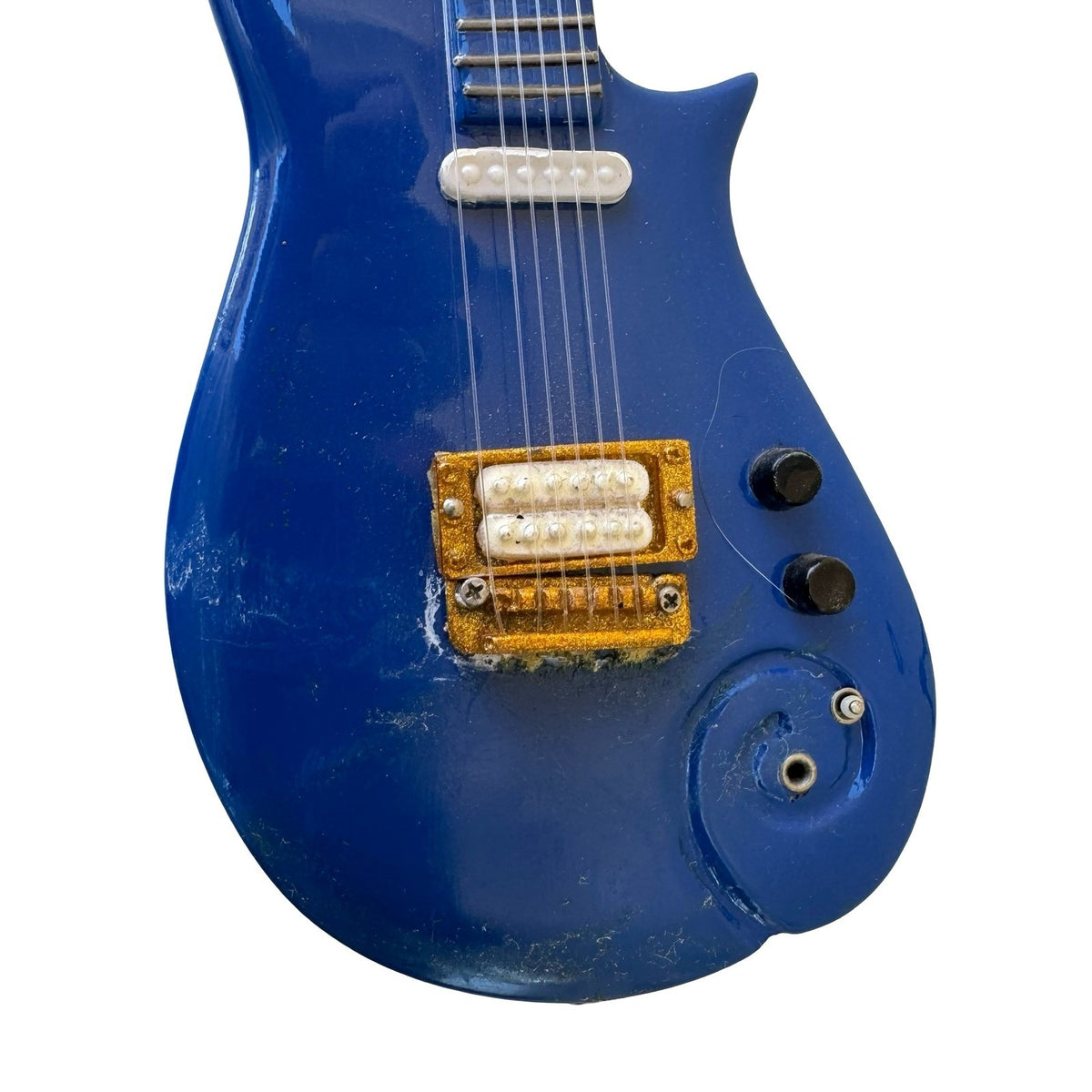 Prince Cloud Style Miniature Replica Electric Guitar Blue Display Stand Rock
