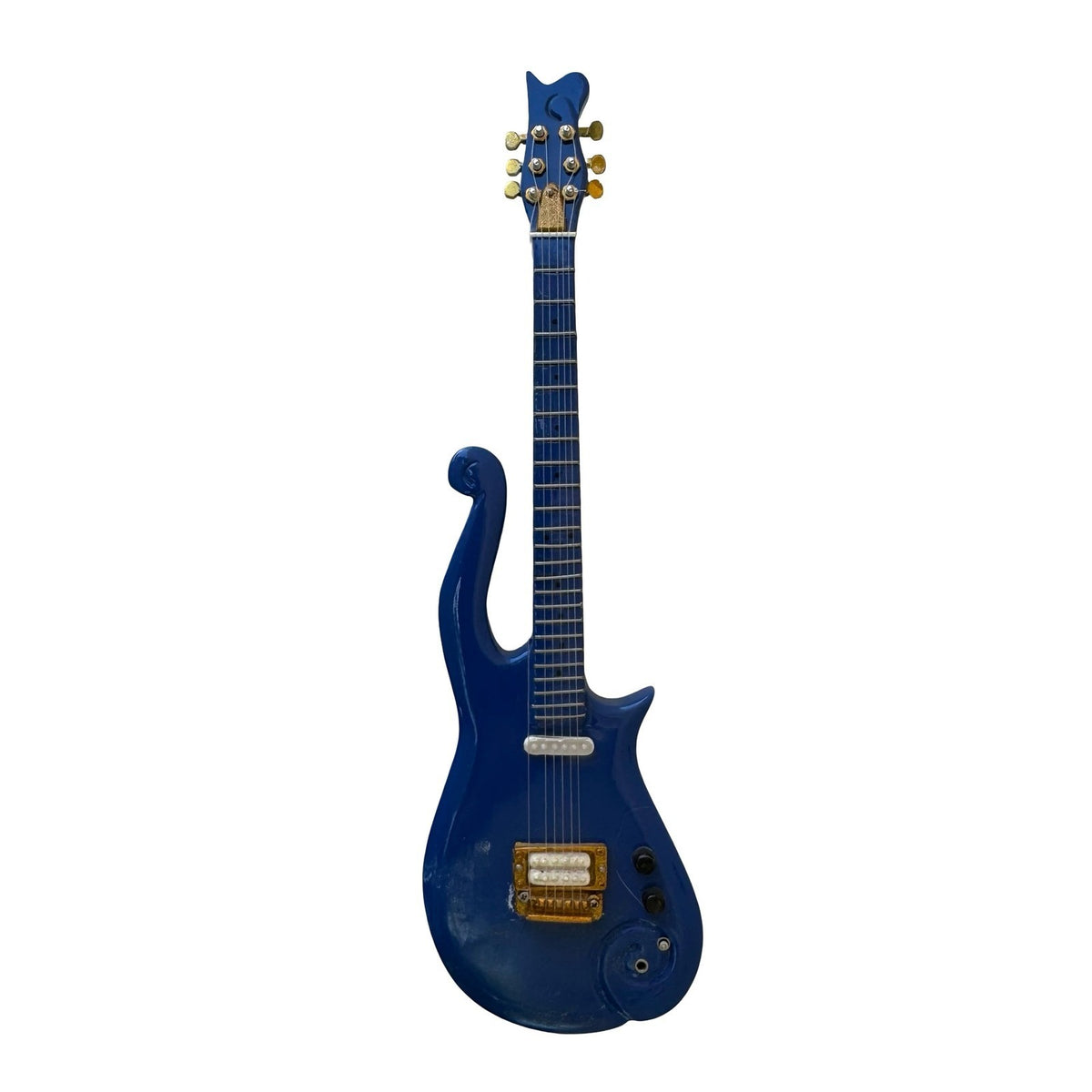 Prince Cloud Style Miniature Replica Electric Guitar Blue Display Stand Rock