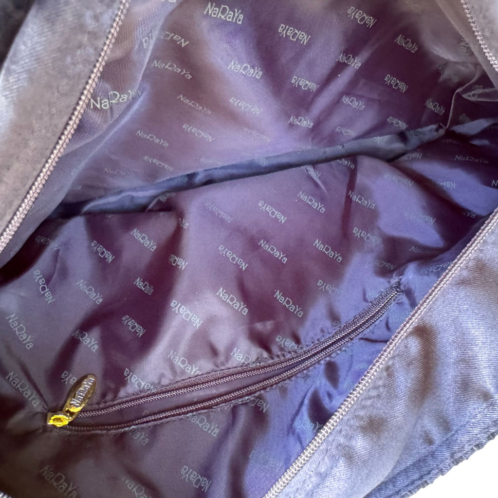 NaRaYa Navy Crinkle Textured Dual Handles & Zipper Closure Handbag Totebag