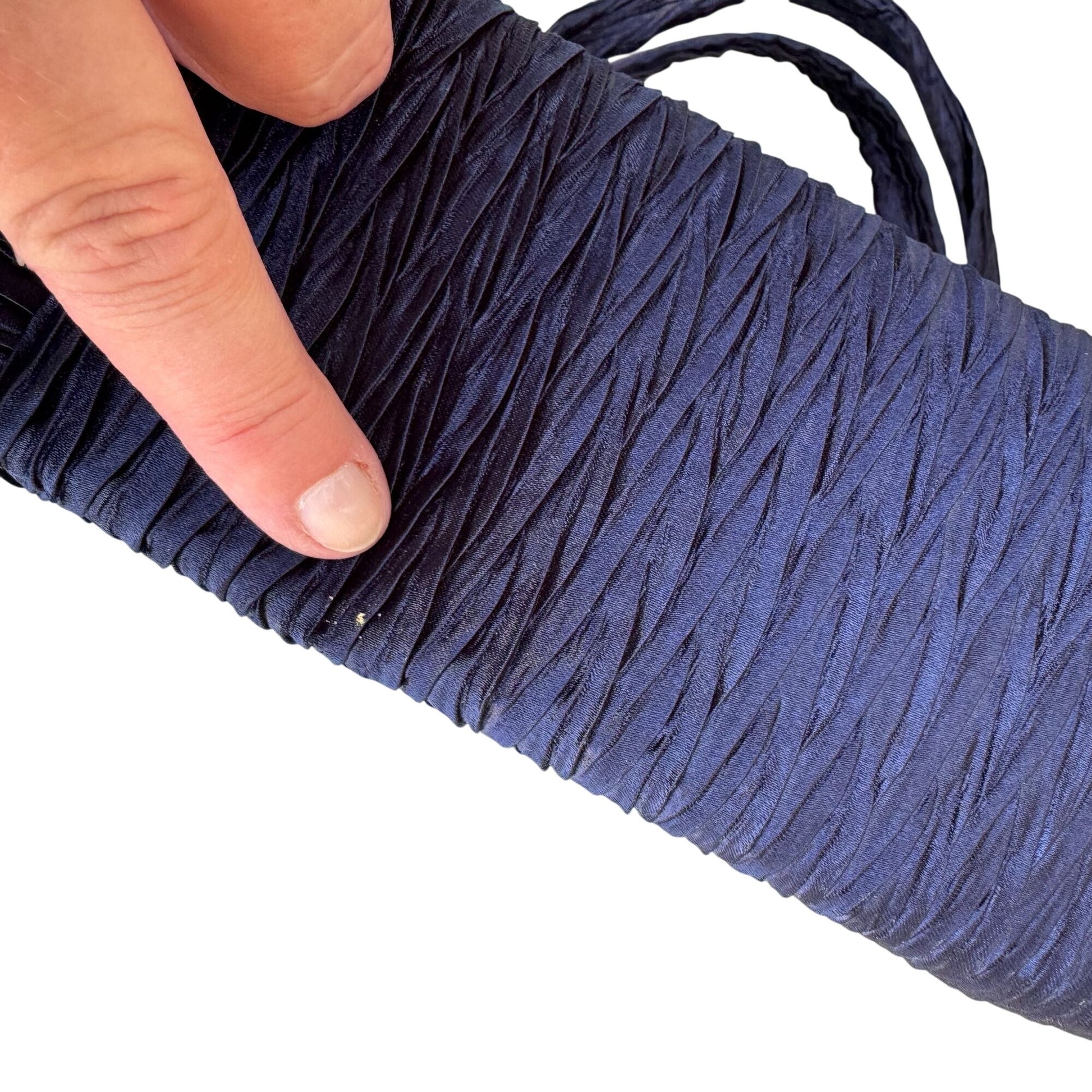 NaRaYa Navy Crinkle Textured Dual Handles & Zipper Closure Handbag Totebag