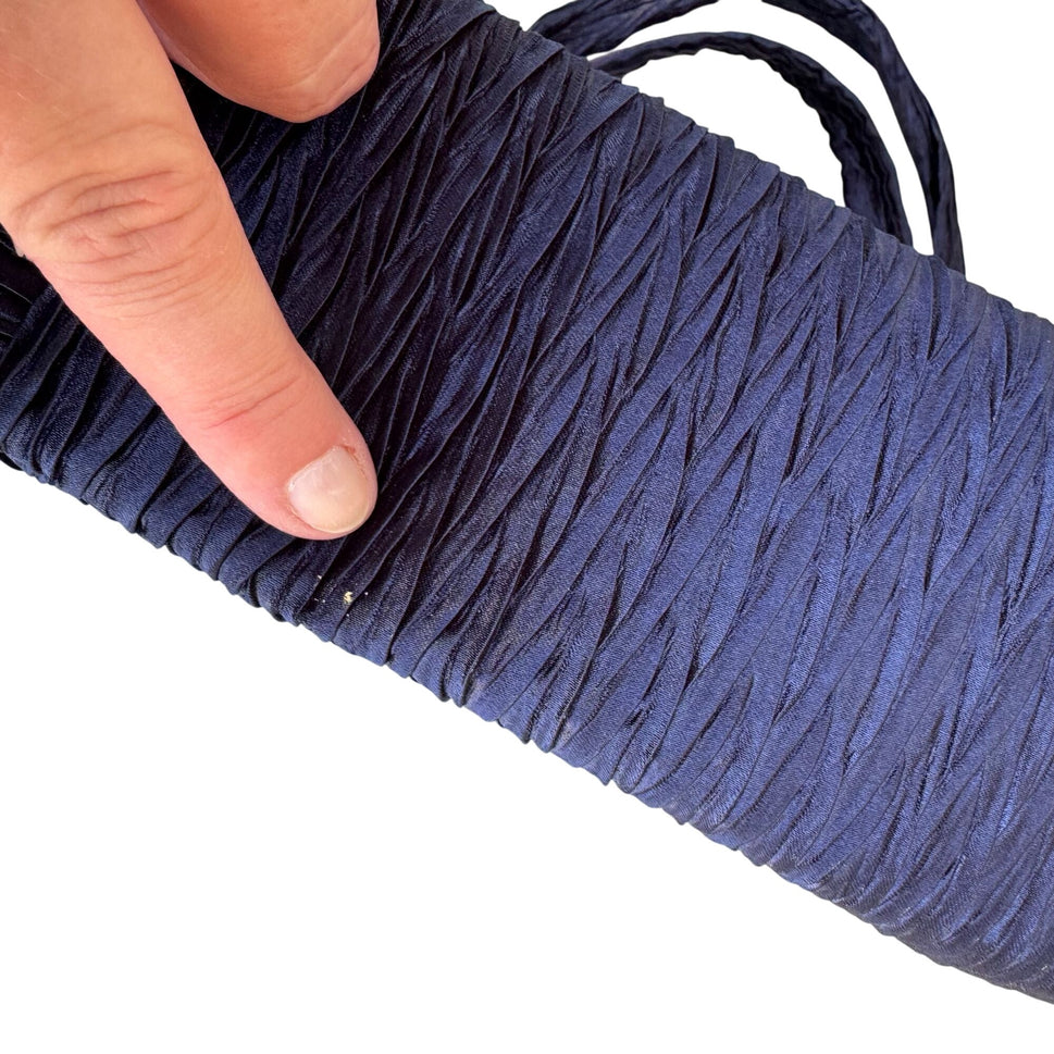 NaRaYa Navy Crinkle Textured Dual Handles & Zipper Closure Handbag Totebag