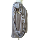Switch MM Couture Miss Me Draped Cape Back Shimmer Metallic Blouse Scoop Neck Grecian S 3 image