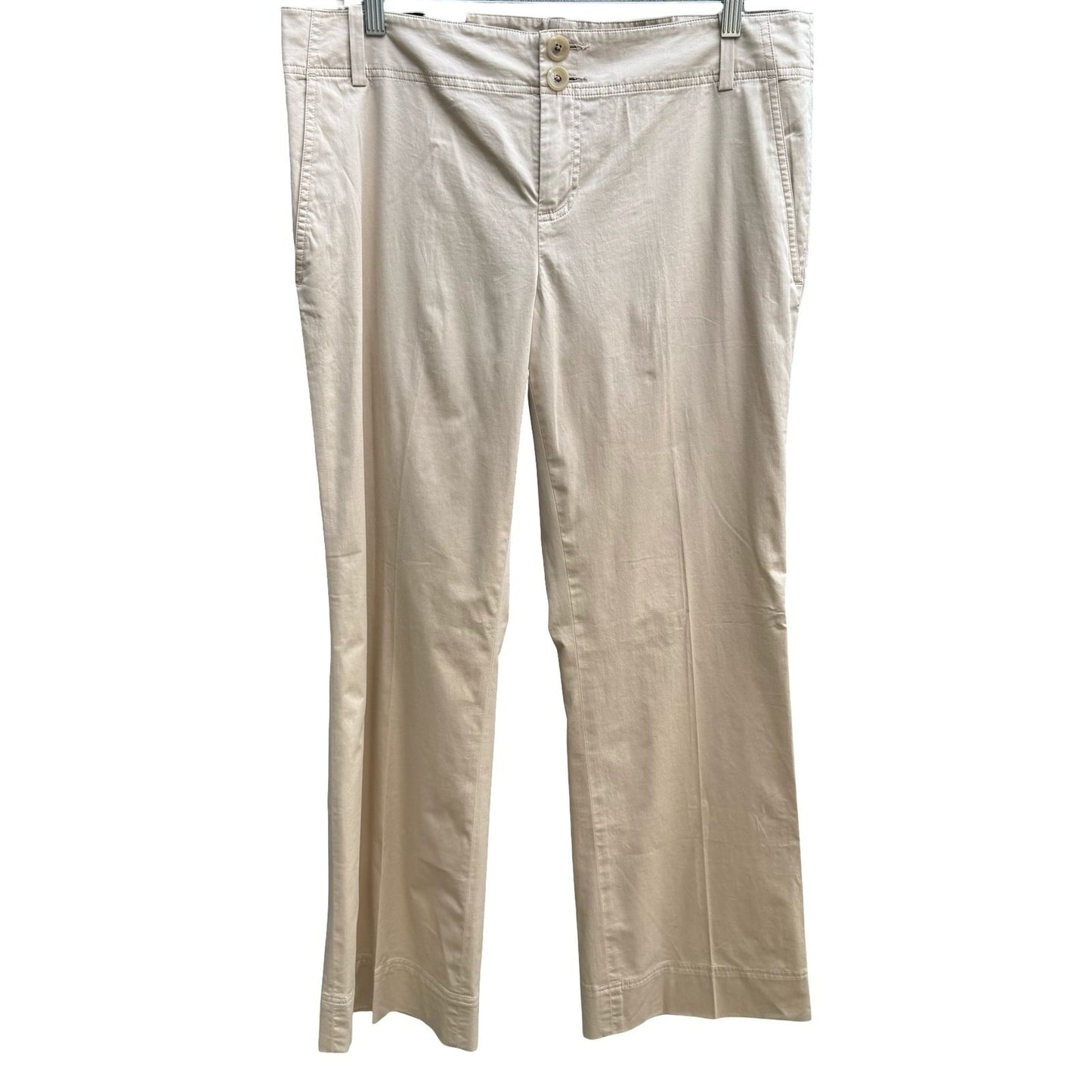 Banana Republic Coastal Khaki Stretch Cotton Minimalist Chino Pants Women 14 New