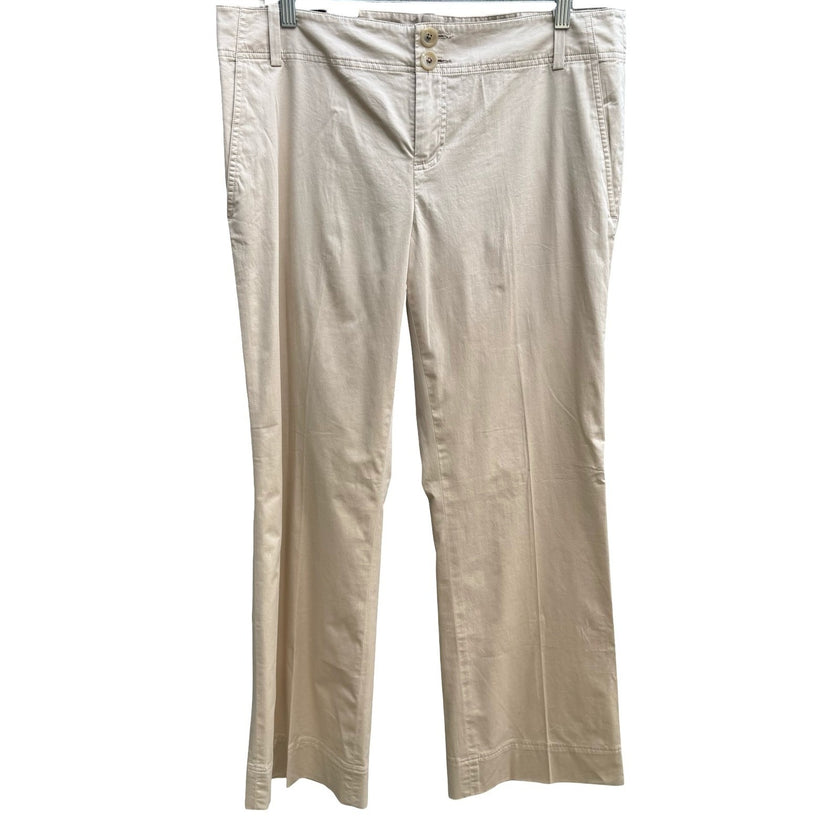 Banana Republic Coastal Khaki Stretch Cotton Minimalist Chino Pants Women 14 New
