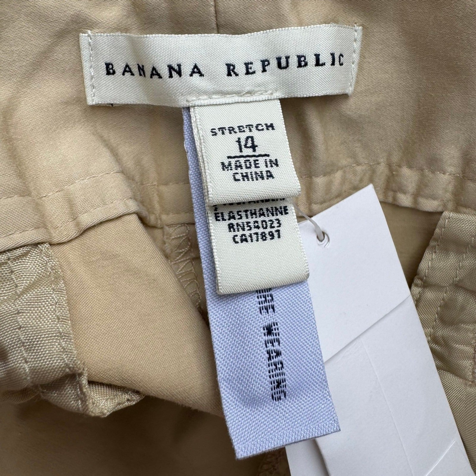 Banana Republic Coastal Khaki Stretch Cotton Minimalist Chino Pants Women 14 New