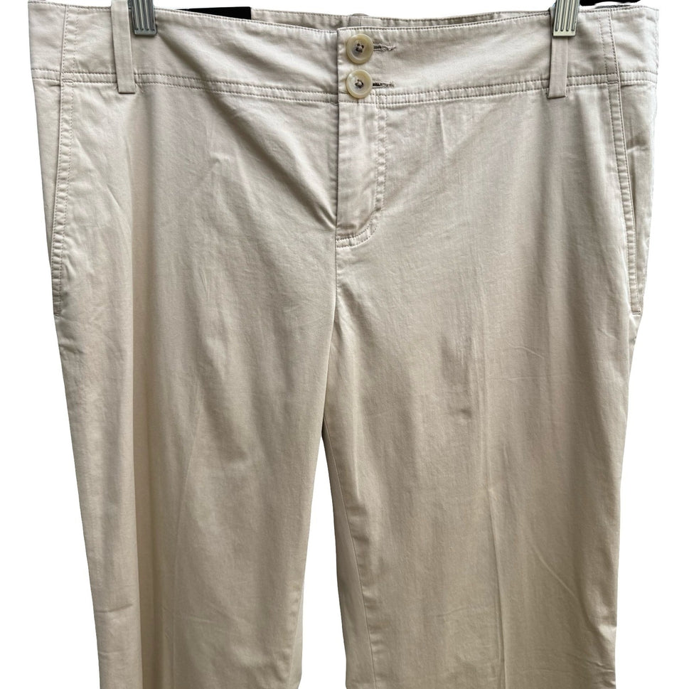 Banana Republic Coastal Khaki Stretch Cotton Minimalist Chino Pants Women 14 New