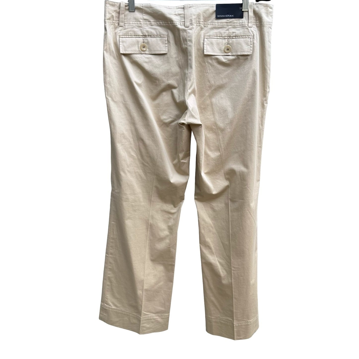 Banana Republic Coastal Khaki Stretch Cotton Minimalist Chino Pants Women 14 New
