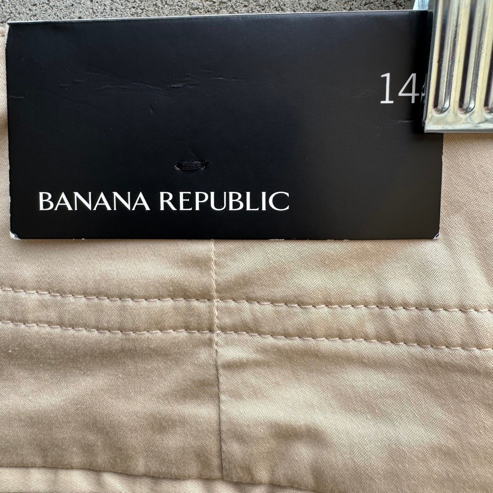 Banana Republic Coastal Khaki Stretch Cotton Minimalist Chino Pants Women 14 New