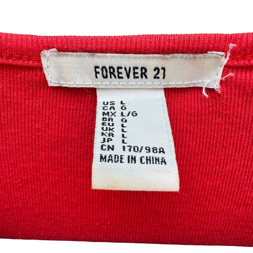 Forever 21 Womens Sweet Like Honey Graphic Babydoll Tee Red Short Sleeve Shirt L