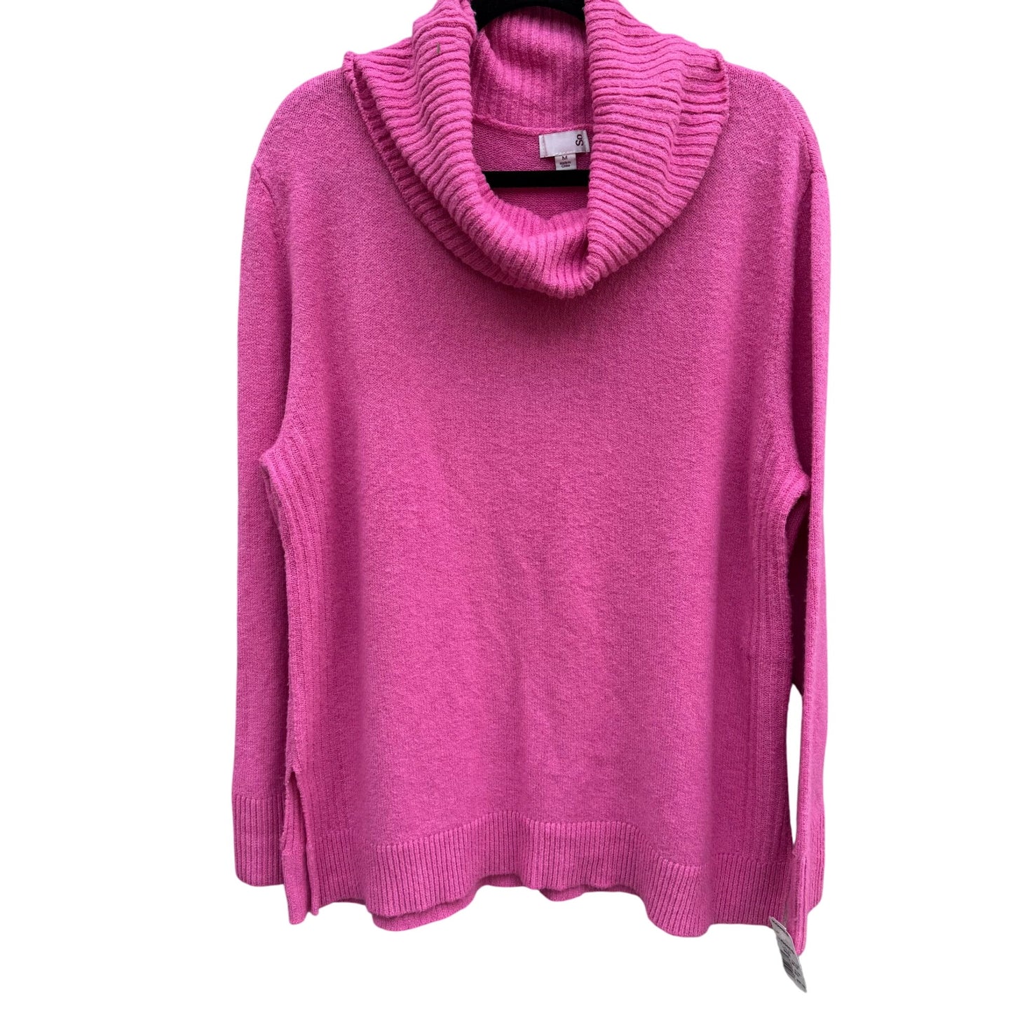 So Womens Cowl Neck Stretch Knit Long Sleeve Oversize Barbie Pink Sweater New M