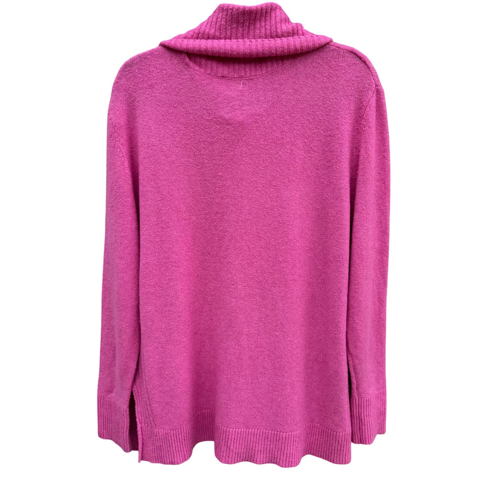 So Womens Cowl Neck Stretch Knit Long Sleeve Oversize Barbie Pink Sweater New M