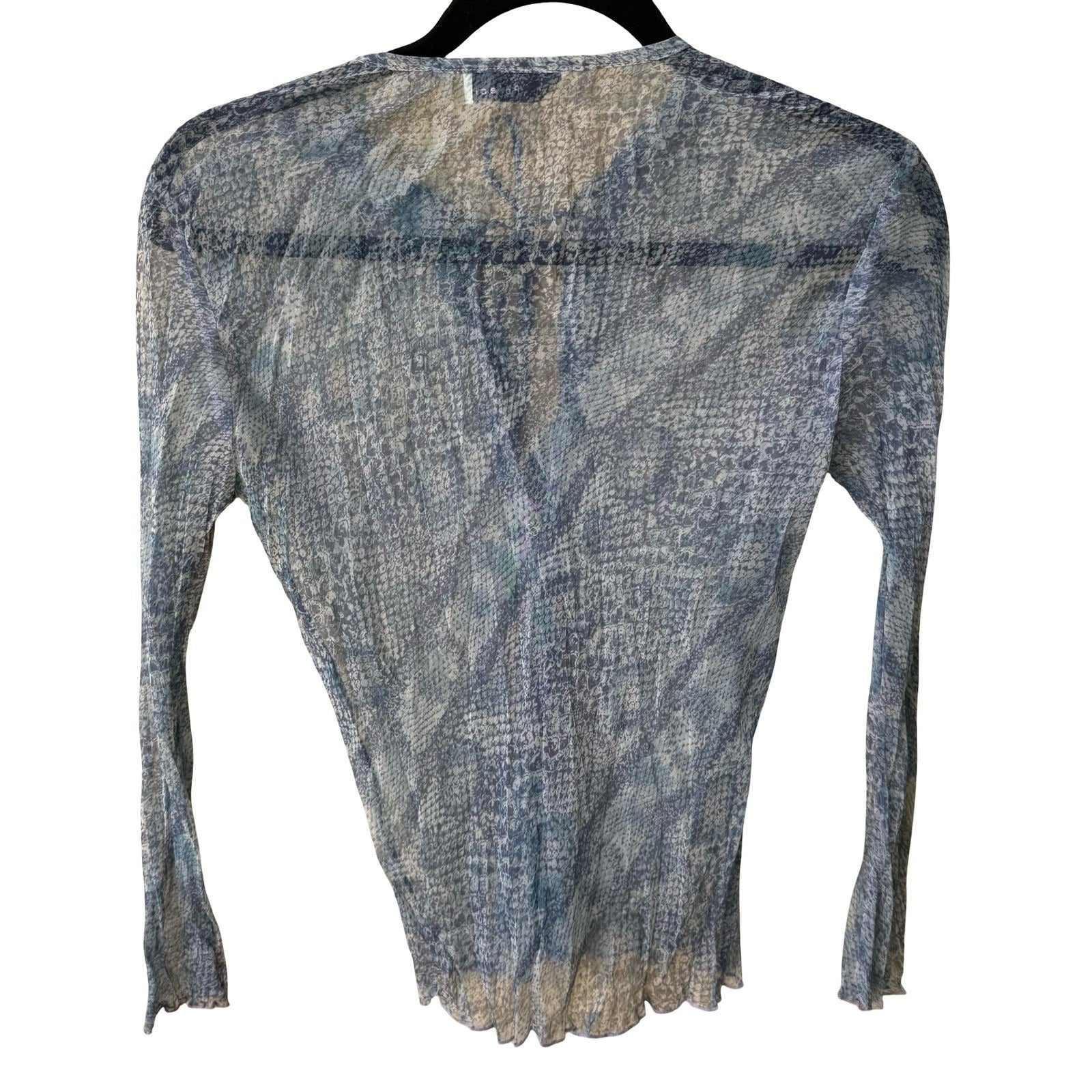 Poleci Y2K Silk Snakeskin Print Sheer Fairy Ruffle Boho Indie Romantic Blouse