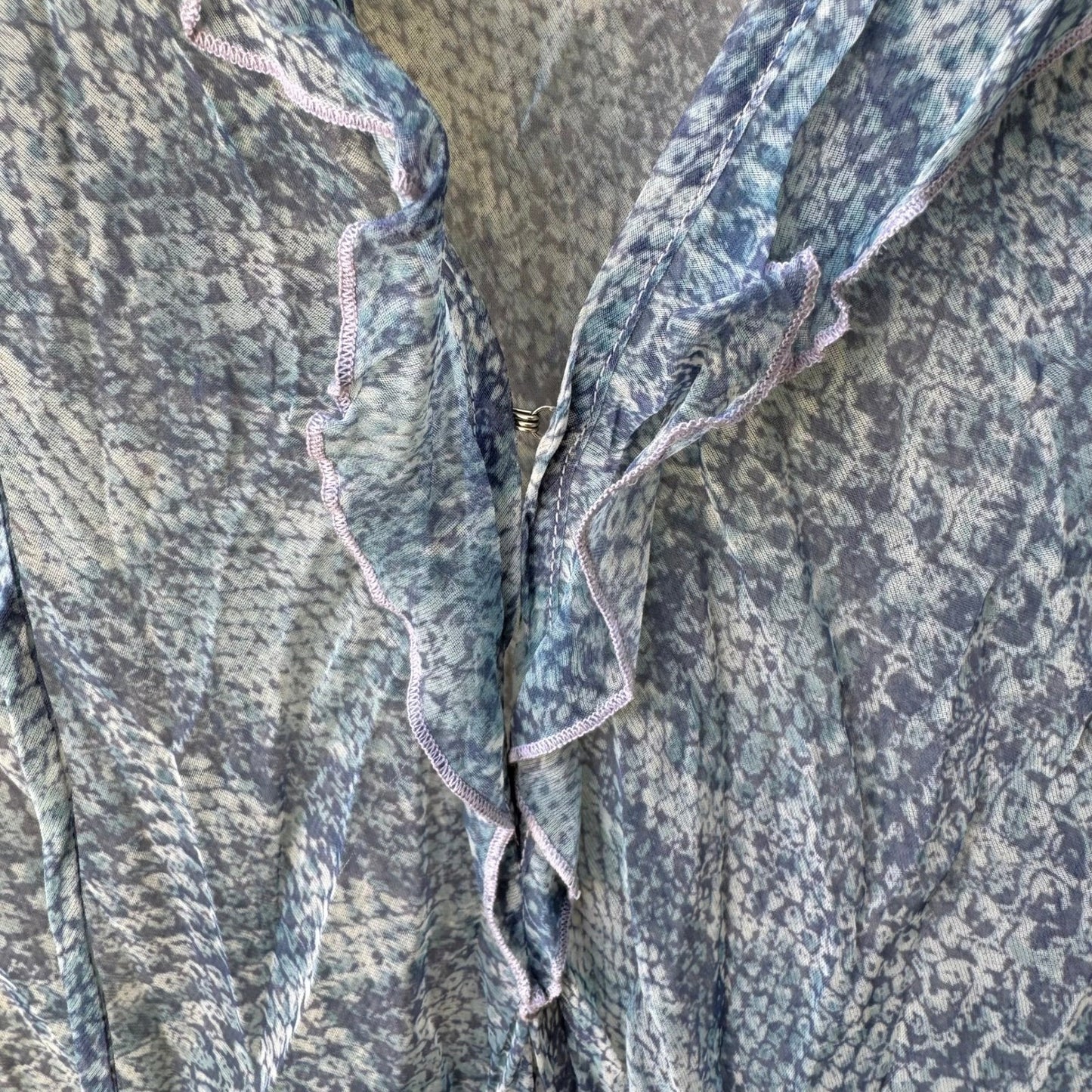 Poleci Y2K Silk Snakeskin Print Sheer Fairy Ruffle Boho Indie Romantic Blouse