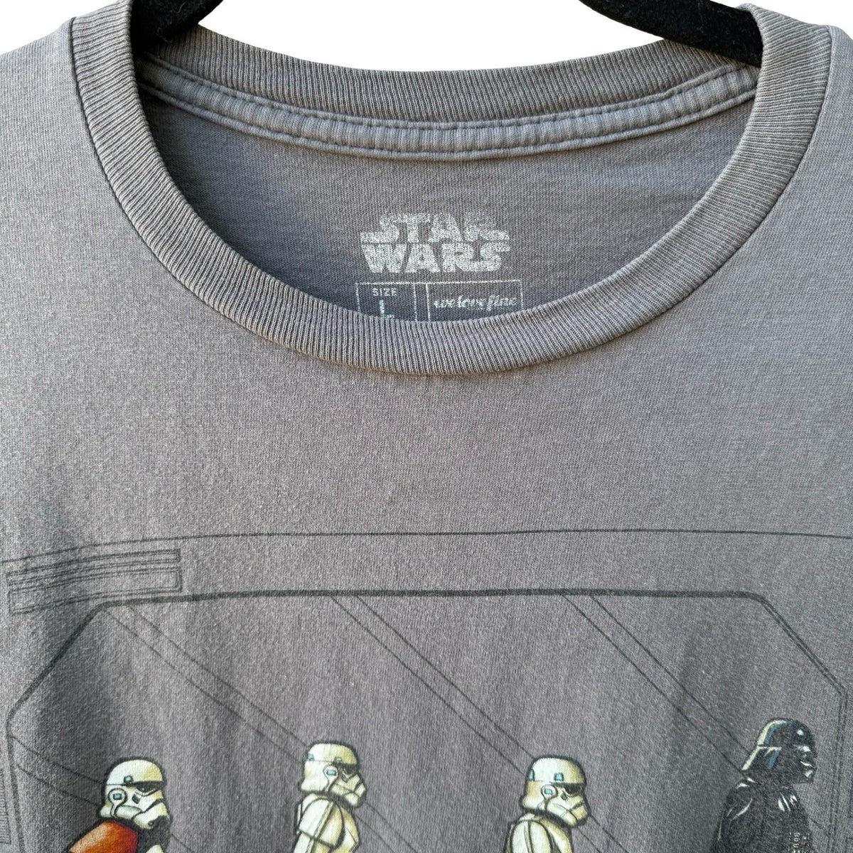Star Wars Abbey Road Parody Darth Vader Stormtrooper Graphic T-Shirt Gray L