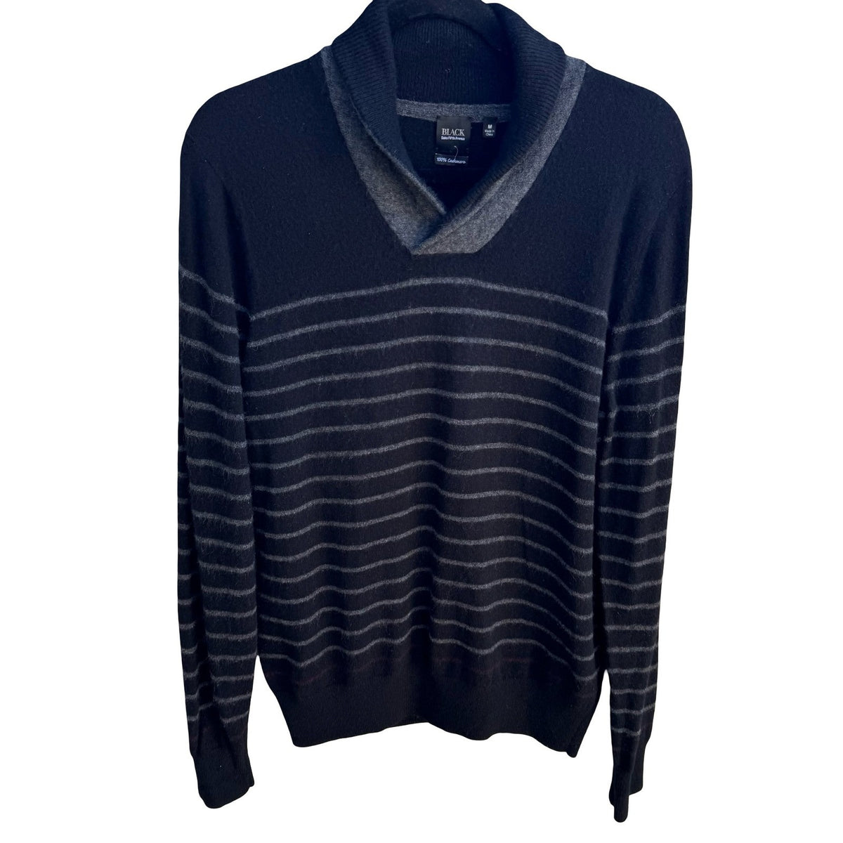 Saks Fifth Avenue Cashmere Old Money Preppy Shawl Collar Striped Sweater Mens M